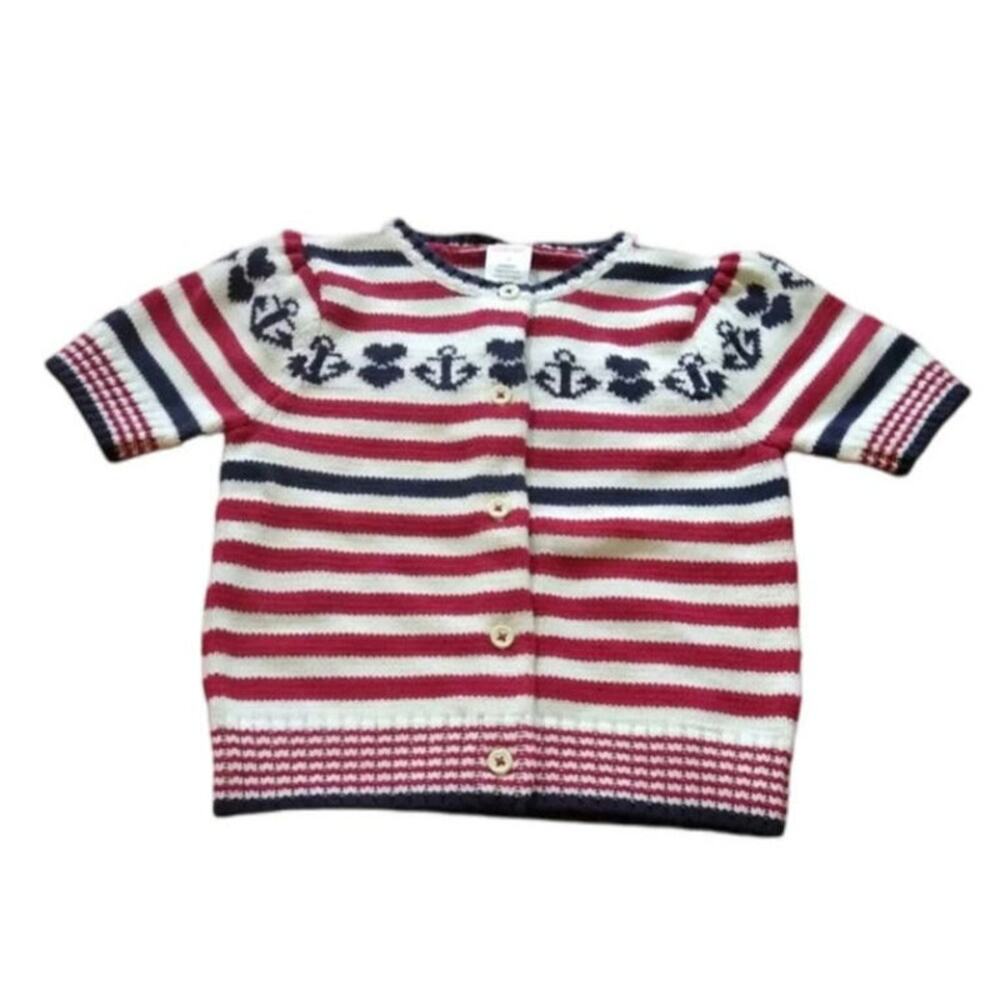 Gymboree BON VOYAGE Cardigan Girls Sweater Red White Blue  Size 4